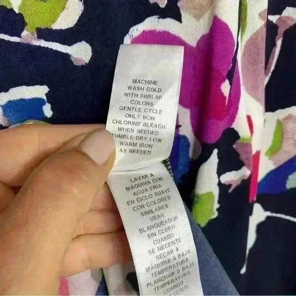 Wisp Stitch Fix Navy Floral Fit/Flare business/casual wash&wear comfy-size 10p - Picture 5 of 8